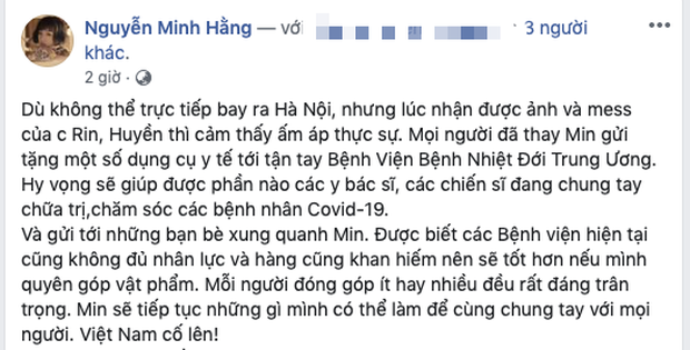 Ca sĩ Min là nghệ sĩ Việt tiếp theo đóng góp 10.000 khẩu trang và 500 chai nước rửa tay hỗ trợ chống dịch Covid-19 - Ảnh 2.