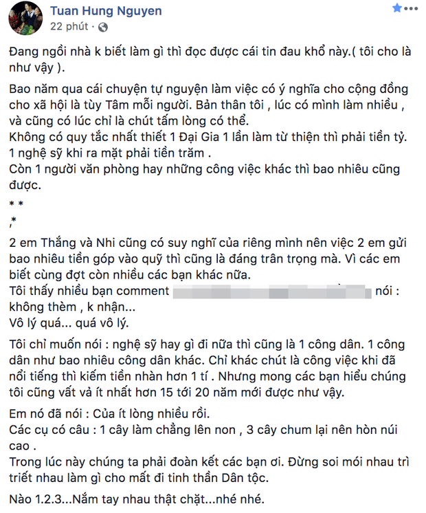 Vợ chồng Đông Nhi ủng hộ miền Tây 50 triệu vẫn bị chê trách, Tuấn Hưng ra mặt: Nghệ sĩ cũng là một công dân như bao người - Ảnh 2.