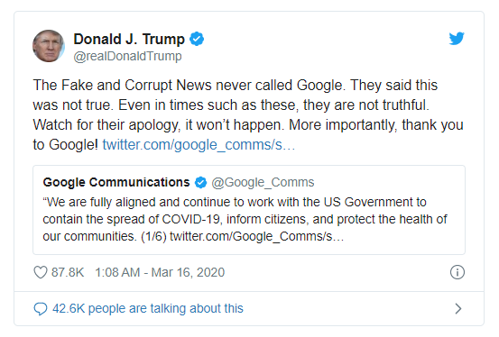 CEO Google phải gọi điện cho tổng thống Donald Trump để xin lỗi - Ảnh 1.