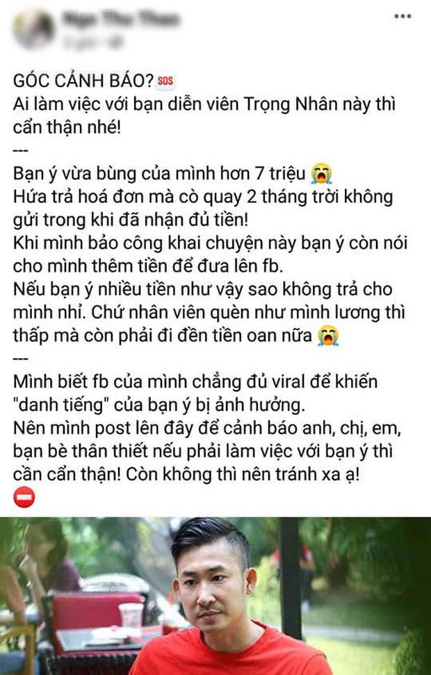 Cô gái tố Trọng Nhân quỵt tiền tiếp tục lên tiếng sau đáp trả của nam diễn viên - Ảnh 1.