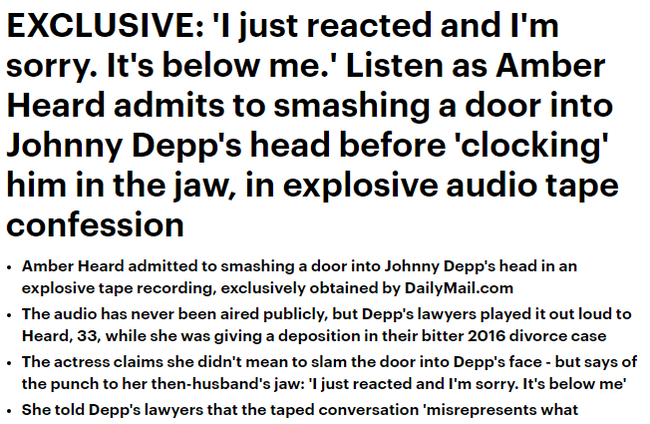 Amber Heard lần đầu thừa nhận việc bạo hành Johnny Depp khi đập cả cánh cửa vào đầu khiến nam tài tử gục ngã - Ảnh 1.