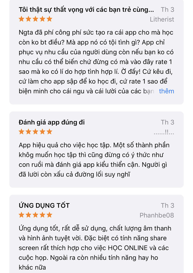 Bức xúc cảnh học trò thi nhau bình luận phản cảm, rate 1 sao để mau sập ứng dụng học tập, họp hành online Zoom - Ảnh 6.