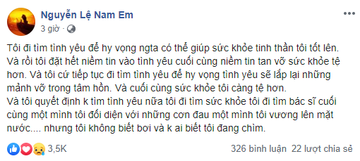 Nam Em xuất hiện với gương mặt hốc hác, chia sẻ tâm trạng tiêu cực liên quan đến chuyện tình cảm - Ảnh 1.