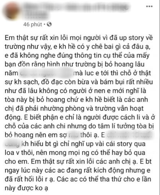 Chê KTX cách ly Kinh khủng khiếp”, nữ du học sinh Mỹ lên tiếng thanh minh: Tưởng đó là nhà hoang nên mới viết như vậy - Ảnh 2.