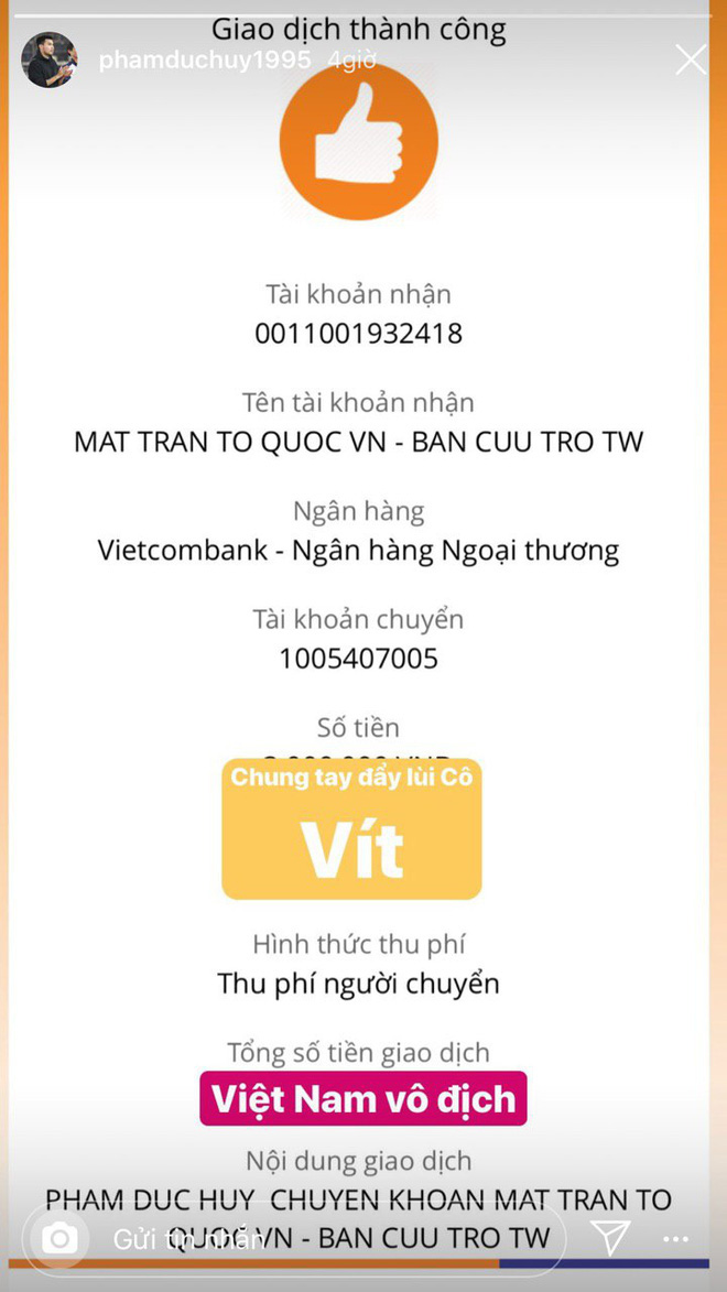 Nghệ sĩ Vbiz tiếp tục chung tay chống dịch Covid-19: Ngân Anh góp 60 triệu, Đan Trường và dàn tuyển thủ cũng không ngoại lệ! - Ảnh 9.