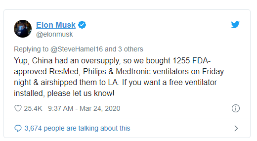 Elon Musk mua vội hơn 1000 máy thở do Trung Quốc sản xuất vì sợ bị dân mạng Mỹ phê phán là chỉ biết chém gió? - Ảnh 1.