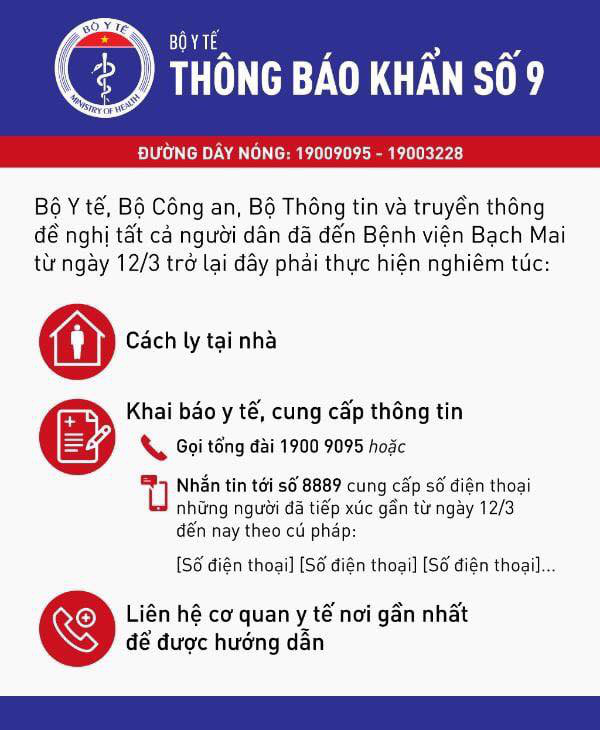 Thông báo khẩn từ Bộ Y tế: 3 việc những người đã đến Bệnh viện Bạch Mai từ ngày 12/3 cần làm ngay - Ảnh 1.