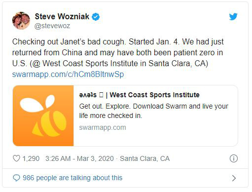 Đồng sáng lập Apple nhận mình có thể là trường hợp nhiễm coronavirus đầu tiên ở Mỹ - Ảnh 1.