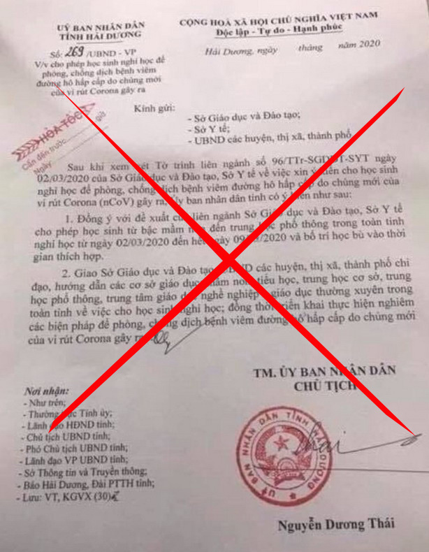 Phát tán văn bản giả mạo UBND tỉnh Hải Dương, cô gái bị phạt nặng - Ảnh 1.