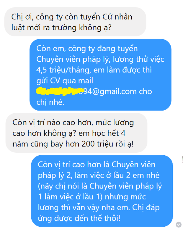 Chê lương 4,5 triệu không xứng với 4 năm ĐH tốn hơn 200 triệu, ứng viên câm nín trước màn đáp của nhà tuyển dụng - Ảnh 1.