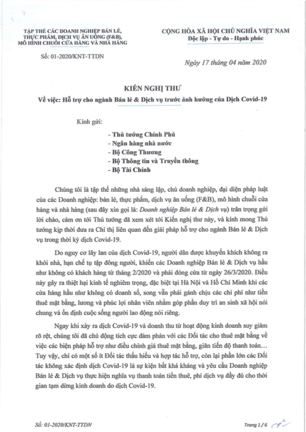 Hàng loạt chuỗi bán lẻ lớn Golden Gate, The Coffee House, KFC... gửi thư cầu cứu lên Chính phủ và các Bộ: Nếu doanh nghiệp không được hỗ trợ kịp thời, nguy cơ phá sản rất cao! - Ảnh 1.