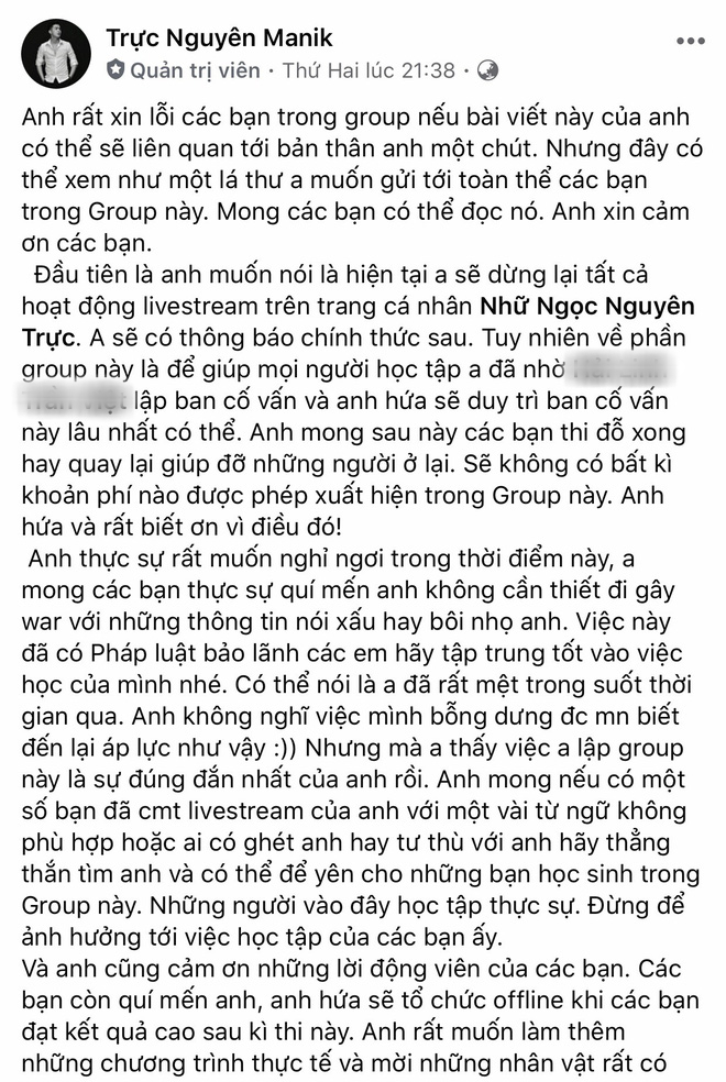 Thầy giáo Toán soái ca sút 3 cân, ngừng giảng dạy livestream vì sự soi mói quá lớn của dân mạng vào đời tư - Ảnh 3.