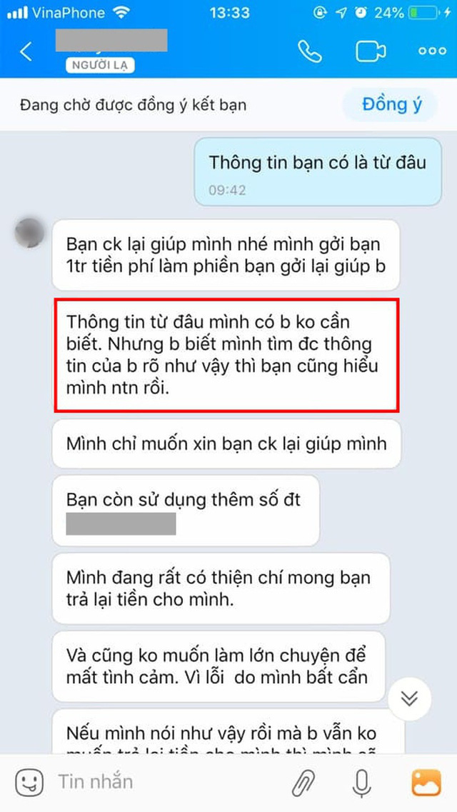 Chuyển nhầm 30 triệu qua tài khoản Vietcombank của người lạ rồi truy SĐT để nhắn tin như đòi nợ: Dân mạng bất bình, ngân hàng lên tiếng - Ảnh 1.