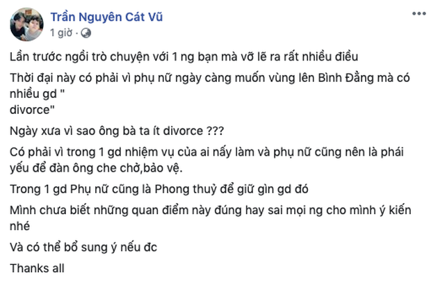 Hậu tan vỡ với Trương Quỳnh Anh, Tim gây chú ý khi bày tỏ quan điểm: Có phải vì phụ nữ ngày càng muốn bình đẳng mà nhiều gia đình ly hôn? - Ảnh 1.