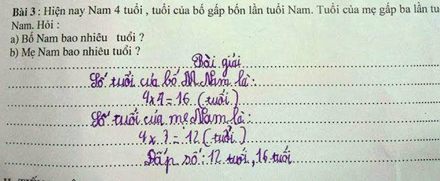 Giáo viên ra bài toán tính tuổi, học trò làm đúng nhưng lại khiến cha mẹ giật mình thon thót khi nhìn đáp án - Ảnh 1.