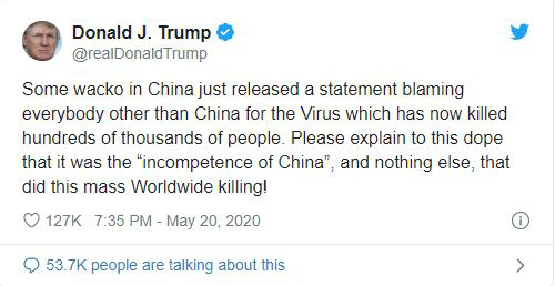 COVID-19: Tổng thống Trump chê Trung Quốc bất tài, khiến hàng loạt người tử vong - Ảnh 1.