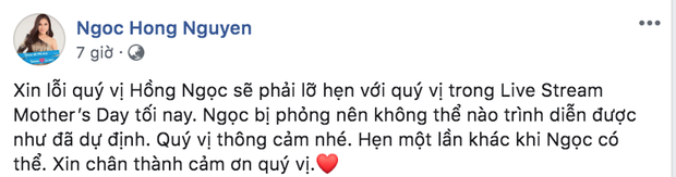 Ca sĩ Hồng Ngọc khiến cả dàn sao Việt lo lắng vì bị bỏng do nổ nồi xông hơi, phải hủy show diễn ngay phút chót - Ảnh 1.