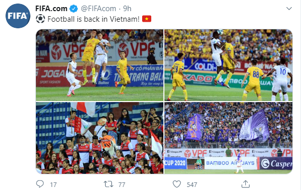 Truyền thông thế giới ngỡ ngàng, ca ngợi V.League trong ngày trở lại - Ảnh 1. Truyền thông thế giới ngỡ ngàng, ca ngợi V.League trong ngày trở lại - Ảnh 1.