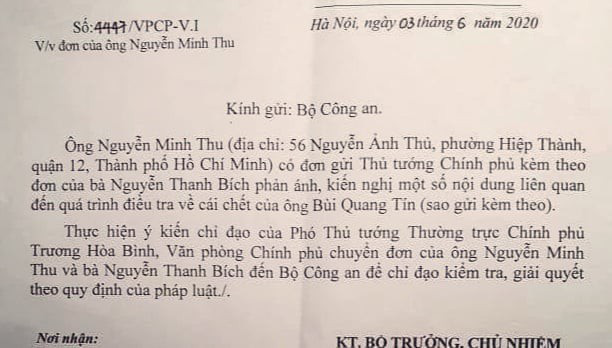 Phó Thủ tướng yêu cầu Bộ Công an giải quyết đơn vụ tiến sĩ Bùi Quang Tín tử vong - Ảnh 1.