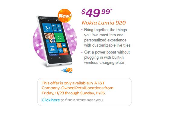 Nokia Lumia 920 với giá 50 USD sẽ xuất hiện tại AT & T 1