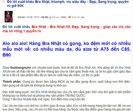 Cẩn trọng với áo ngực 'cao cấp dởm' rao trên mạng 1