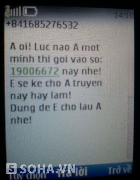 Tin nhắn được gửi từ vào thuê bao của anh Trần Tuấn Na.