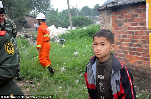 Quick recovery: The boy was reunited with his family after being rescued from the well 