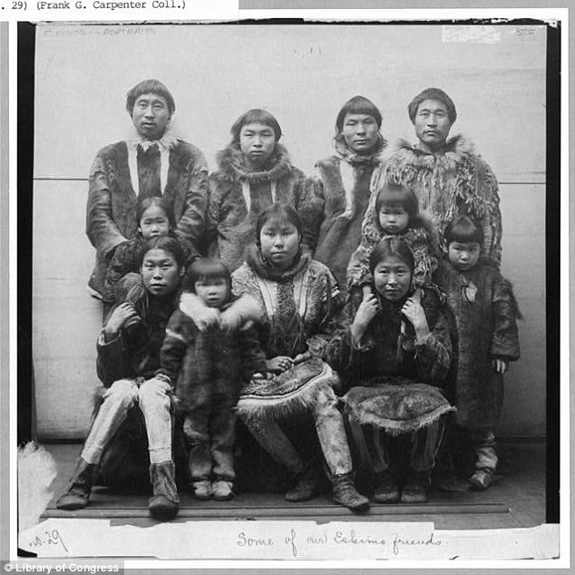 Visiting the U.S: Eskimos from Port Clarence brought to the United States by the Reindeer Commission, Bureau of Ethnology, in 1894 are seen