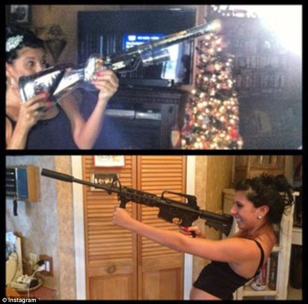 Jubilant: In the wake of several shooting incidents, Twitter and Instagram users posted shots of themselves with weapons they got for Christmas