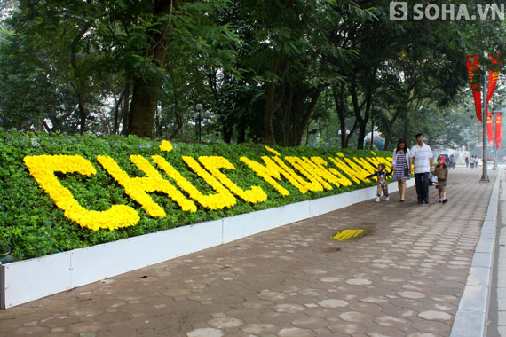 Các công viên Lê Nin, bờ hồ Hoàn Kiếm, các tuyến đường như Trần Duy Hưng, Phùng Hưng (Hà Đông)... đều được ghép những dòn chữ chúc mừng năm mới 2013.
