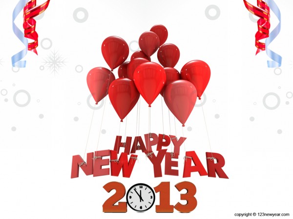 Happy New Year Balloon And Clock Picture 600x450 40 Happy New Year Wallpapers 2013