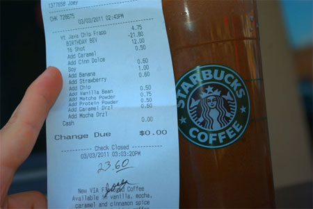 Một lần ghé tiệm cà phê Starbucks dễ dàng “đốt” của bạn số tiền như vậy.