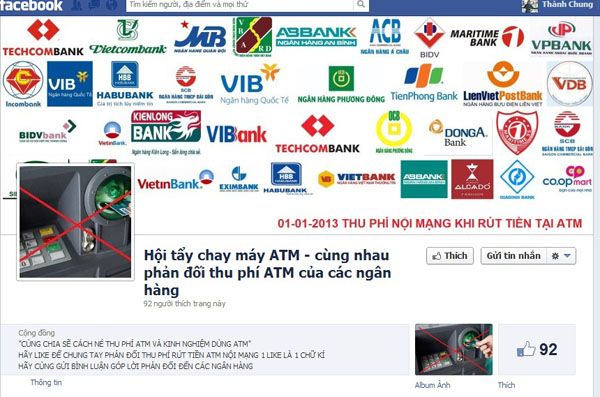 Trên Facebook và nhiều diễn đàn khác đã xuất hiện không ít các hội tẩy chay ATM.