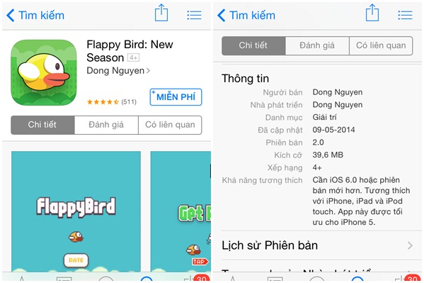 Flappy Bird, ứng dụng nhái, ứng dụng, Nguyễn Hà Đông, nhà phát triển, xếp hạng