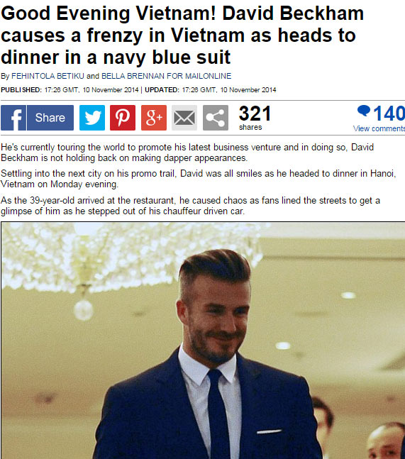 Beckham, Việt Nam