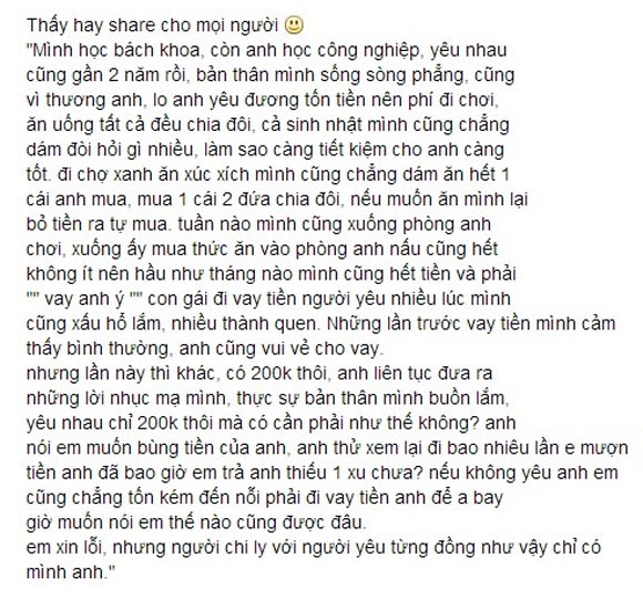 Xôn xao câu chuyện chàng trai lăng mạ bạn gái chỉ vì 200k