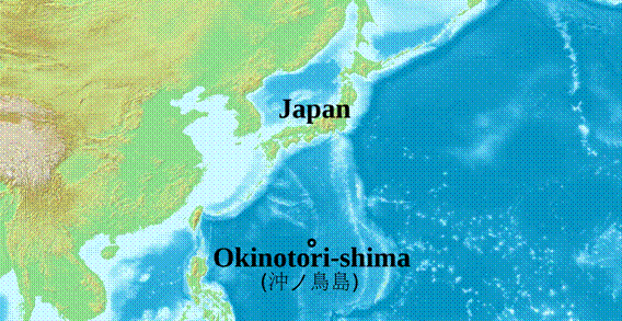 Vị trí đảo Okinotori của Nhật Bản