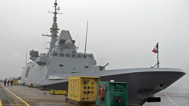 The French Navy FREMM Class frigate Aquitaine rests at berth in Halifax on Saturday, April 20, 2013. The Paris-based naval contractor DCNS wants Canada to consider the frigates for the Canadian Surface Combatant program.