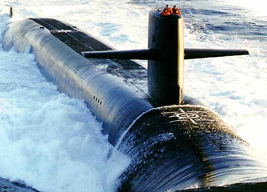 Four crew members of the SSBN / SSGN Ohio Class submarine with a good view