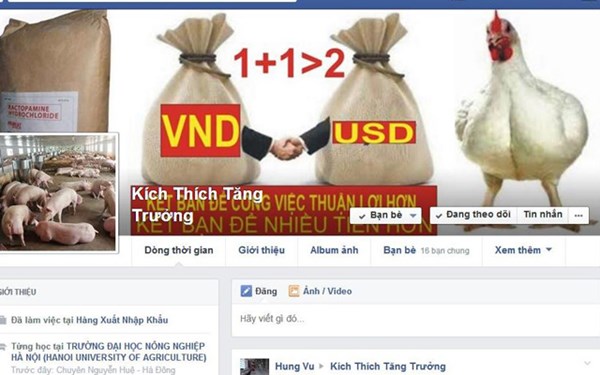 Rao bán thuốc kích thích tăng trưởng qua Facebook.