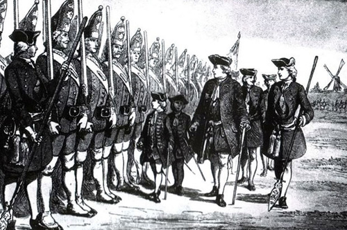 Đội vệ binh cao lớn sừng sững của vua Frederick.