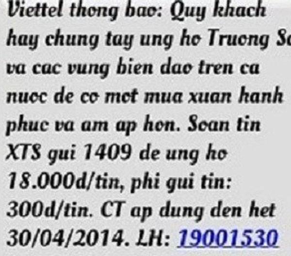 Tin nhắn của nhà mạng Viettel