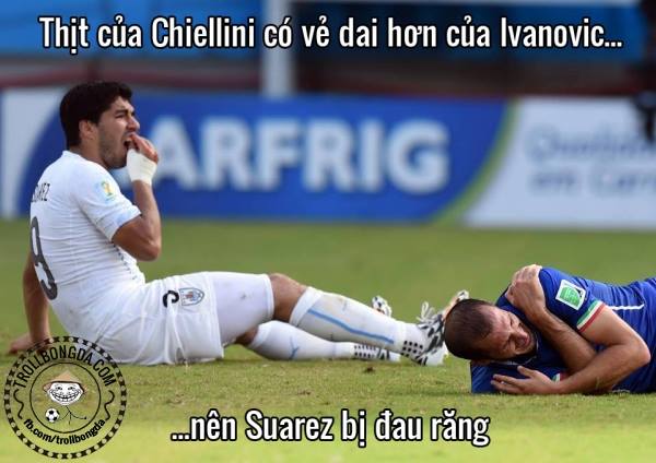 Cạp được Chiellini, Suarez cũng đau răng
