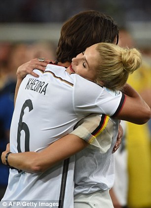 Nevermind: Sami Khedira gets congratulated by Lena Gercke after his injury ruled him out