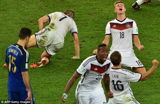 Champions: Kroos (18) celebrates Germanys World Cup final victory over Argentina