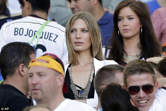 Interested spectator: Sarah Brander, girlfriend of Germany midfielder Bastian Schweinsteiger, watches on