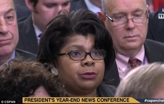 For one final question - as men tried to shout out questions - President Obama called upon April Ryan of American Urban Radio. She quizzed him about race relations in the U.S. at the end of 2014