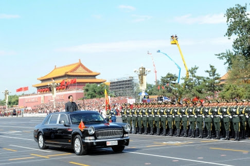 Ông Hồ Cẩm Đào trong lễ duyệt binh mừng 60 năm ngày Quốc khánh Trung Quốc.