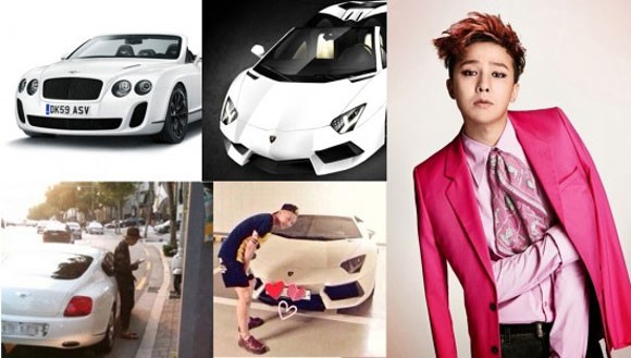 Trưởng nhóm Bigbang G-Dragon cũng khiến các fan phải “lác mắt” bởi bộ sưu tập xe tiền tỷ của anh chàng. Trong đó có một chiếc Bentley Continental GT có giá 222,000 usd (khoảng hơn 4 tỷ đồng 222,000 USD) và một chiếc Lamborghini Aventador giá 557,000 USD (khoảng 11 tỷ đồng).