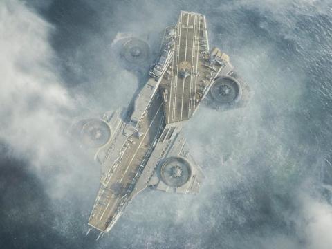 Đồ họa một hàng không mẫu hạm trên không trong phim của Hollywood.